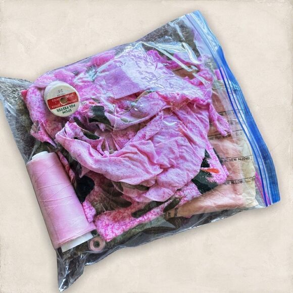 Sewing Project Pink Blouse/ Cover Up Size L Hand Decorated Fabric - Picture 1 of 7